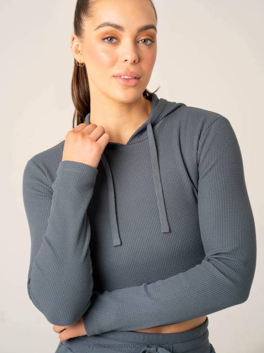 ruházat Ryderwear wwaffle lounge kapucnis pulcsi acél kék nők B48F786