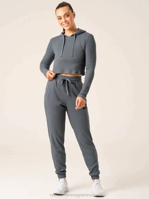 ruházat Ryderwear wwaffle lounge kapucnis pulcsi acél kék nők B48F786