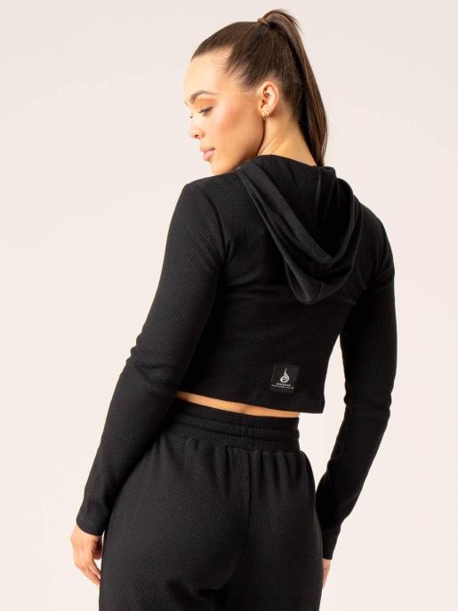 ruházat Ryderwear wwaffle lounge kapucnis pulcsi fekete nők B48F788