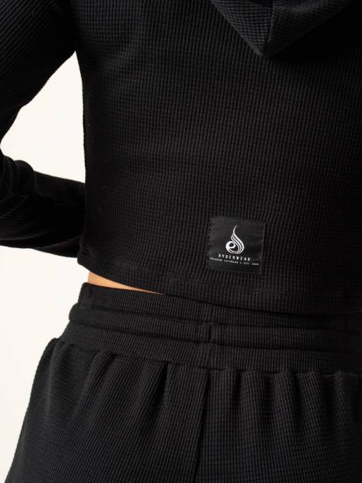 ruházat Ryderwear wwaffle lounge kapucnis pulcsi fekete nők B48F788