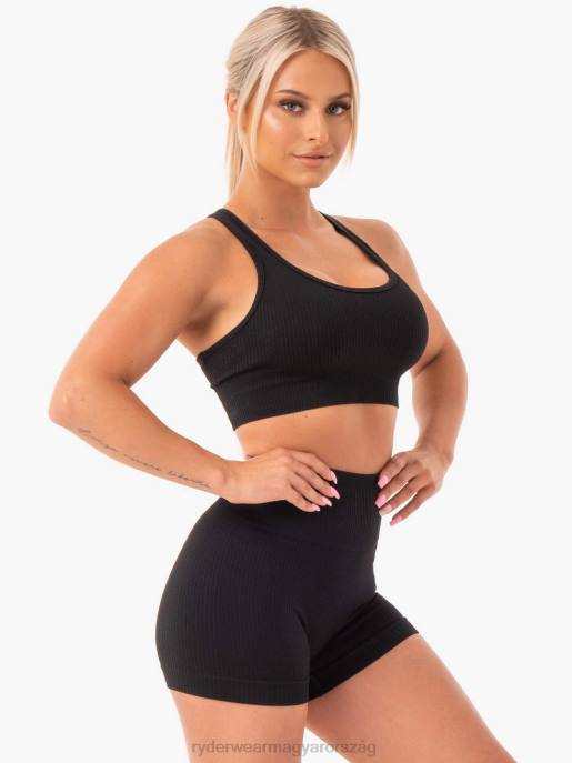 ruházat Ryderwear bordás varrat nélküli sportmelltartó fekete nők B48F438