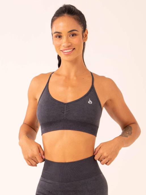 ruházat Ryderwear kőmosású varrat nélküli sportmelltartó fekete kőmosás nők B48F199