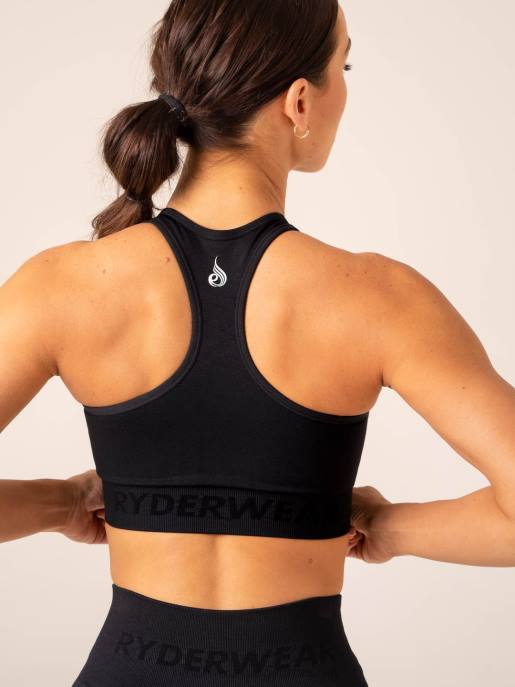 ruházat Ryderwear lift varrat nélküli magas nyakú sportmelltartó fekete nők B48F189