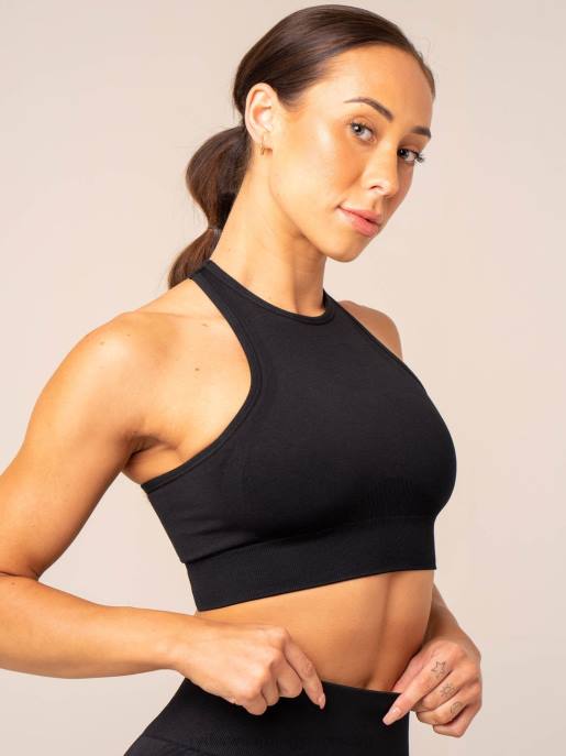 ruházat Ryderwear lift varrat nélküli magas nyakú sportmelltartó fekete nők B48F189