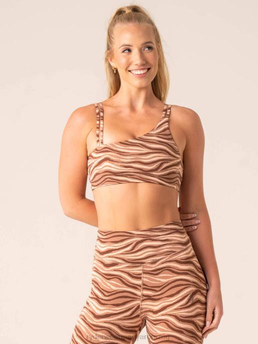 ruházat Ryderwear megállíthatatlan egy vállú sportmelltartó mokka zebra nők B48F248