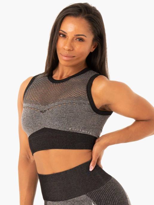 ruházat Ryderwear oasis varrat nélküli crop top fekete márga nők B48F500