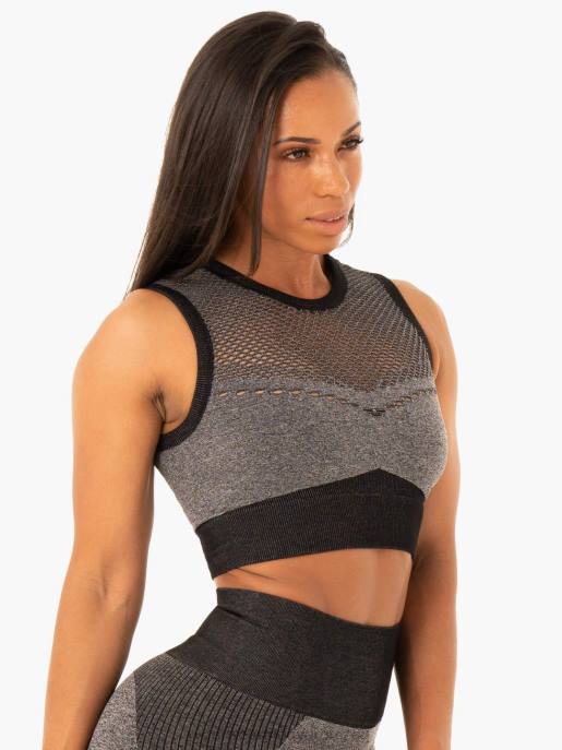 ruházat Ryderwear oasis varrat nélküli crop top fekete márga nők B48F500